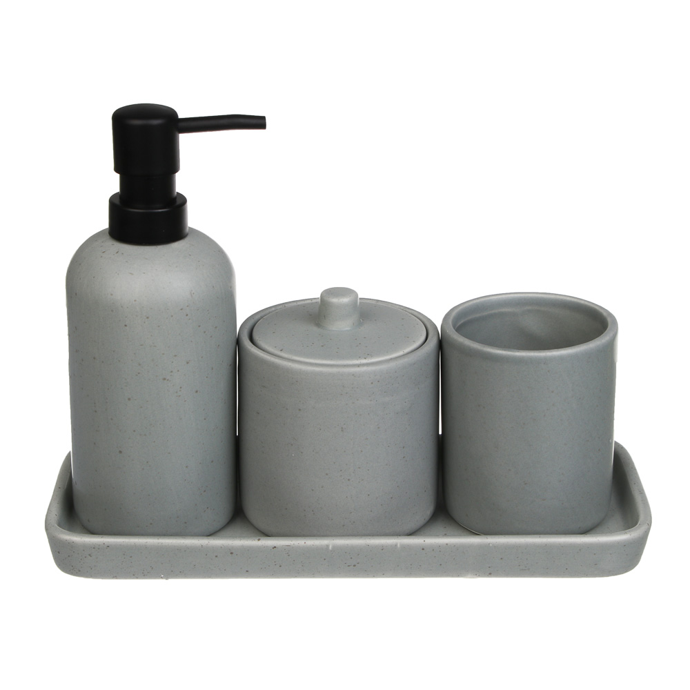 Ёмкость для ватных дисков с крышкой тм VETTA Сиена, доломит, серый, 9x9x10,5см, арт.№ 463-567