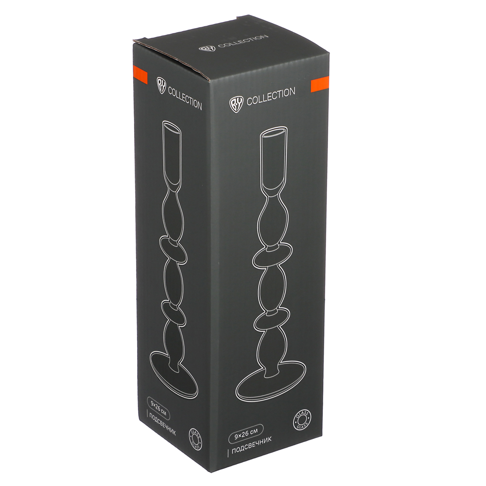 BY COLLECTION Black Line Подсвечник 9х26 см, стекло, арт.№ 820-852