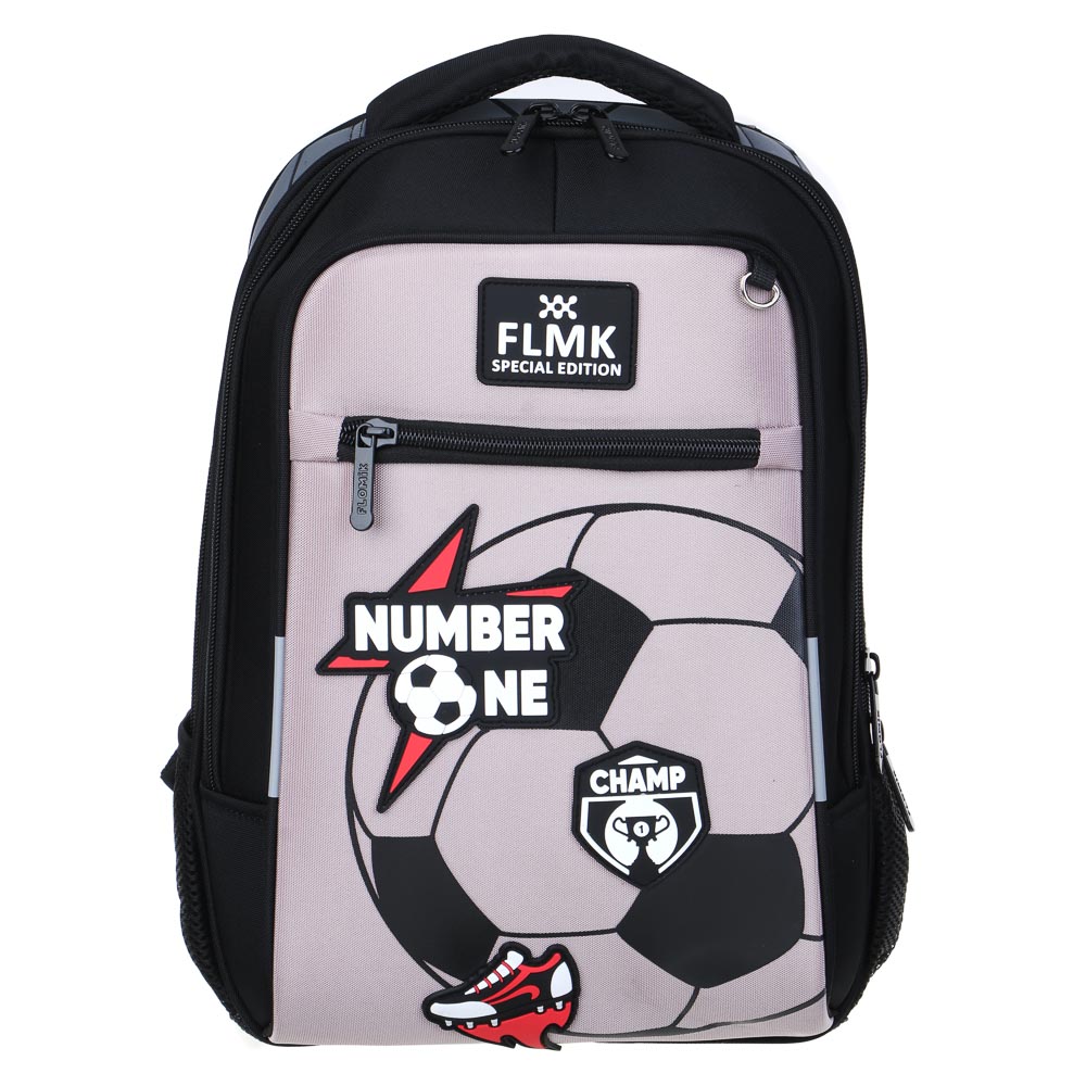 Намбер Ван Рюкзак школьный жесткий 39х30х15см, 2 отд., 3 карм., эрг.спинка, ручка, нашивки, вес<900г, арт.№ 254-002