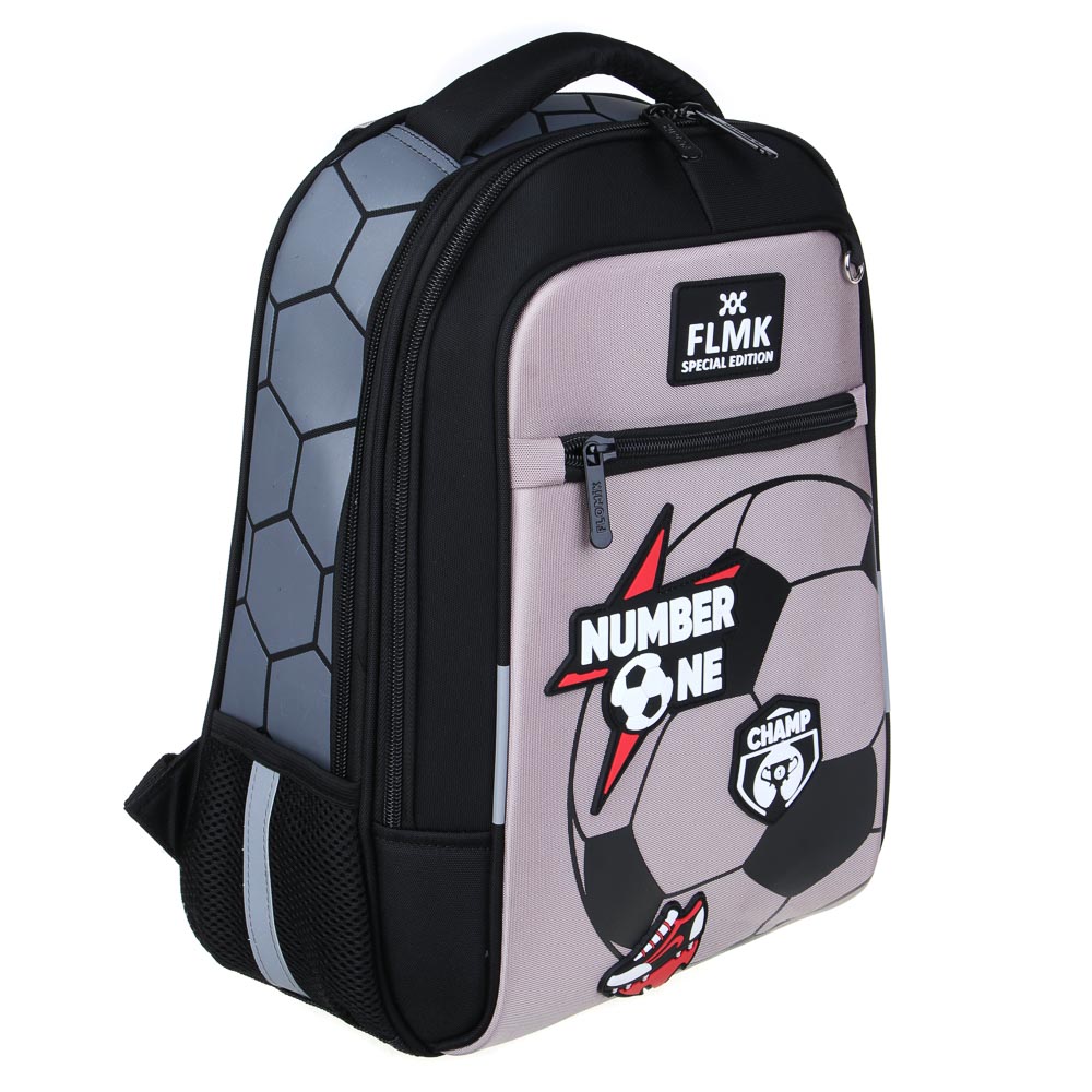 Намбер Ван Рюкзак школьный жесткий 39х30х15см, 2 отд., 3 карм., эрг.спинка, ручка, нашивки, вес<900г, арт.№ 254-002