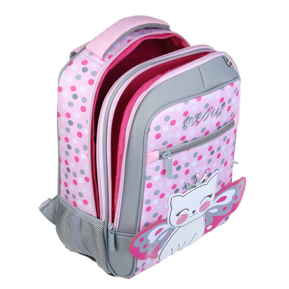 Котик с Крыльями Рюкзак шк.жесткий 39х30х15см, 2 отд., 3 карм., эрг.спинка, ручка, нашивка, вес<900г, арт.№ 254-003