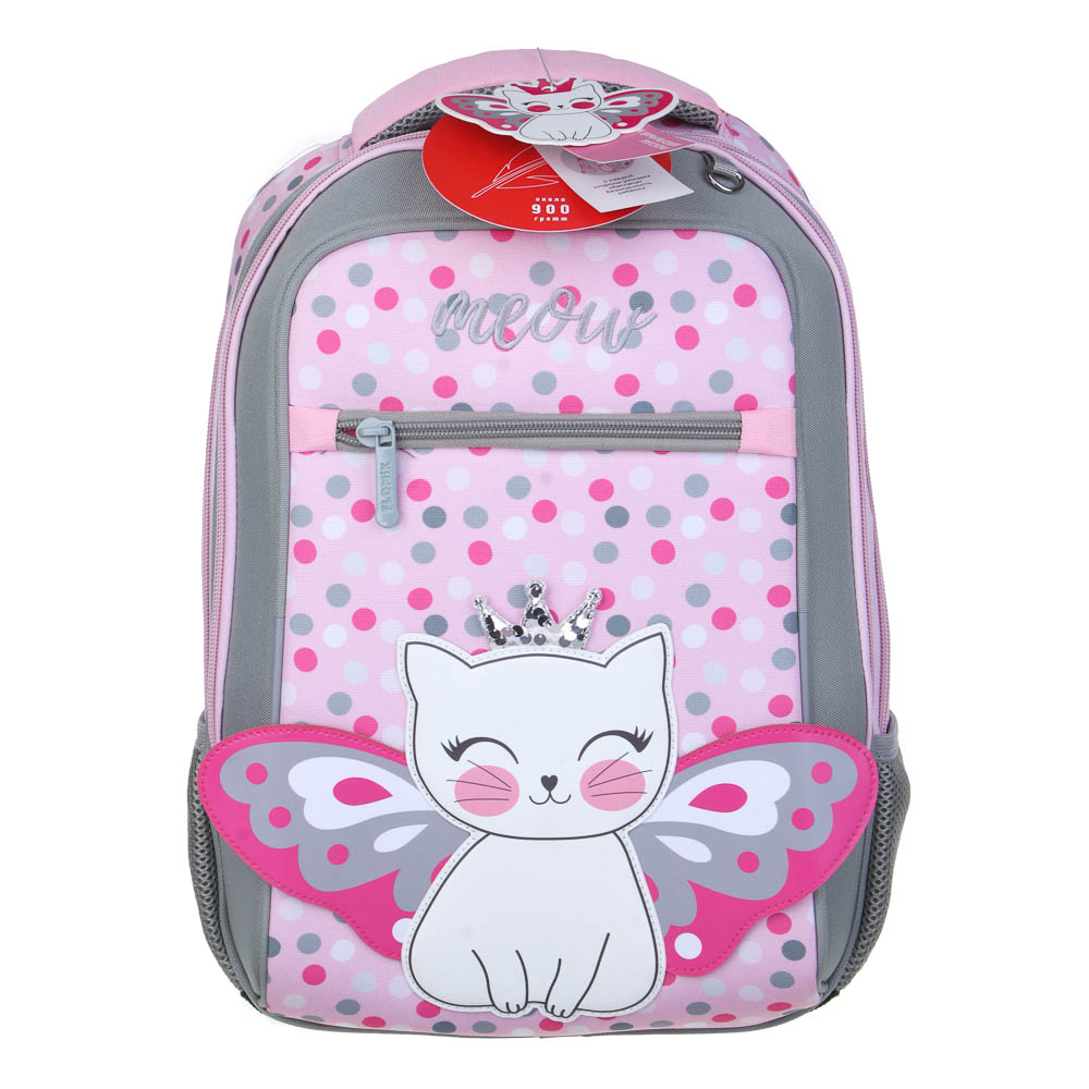 Котик с Крыльями Рюкзак шк.жесткий 39х30х15см, 2 отд., 3 карм., эрг.спинка, ручка, нашивка, вес<900г, арт.№ 254-003