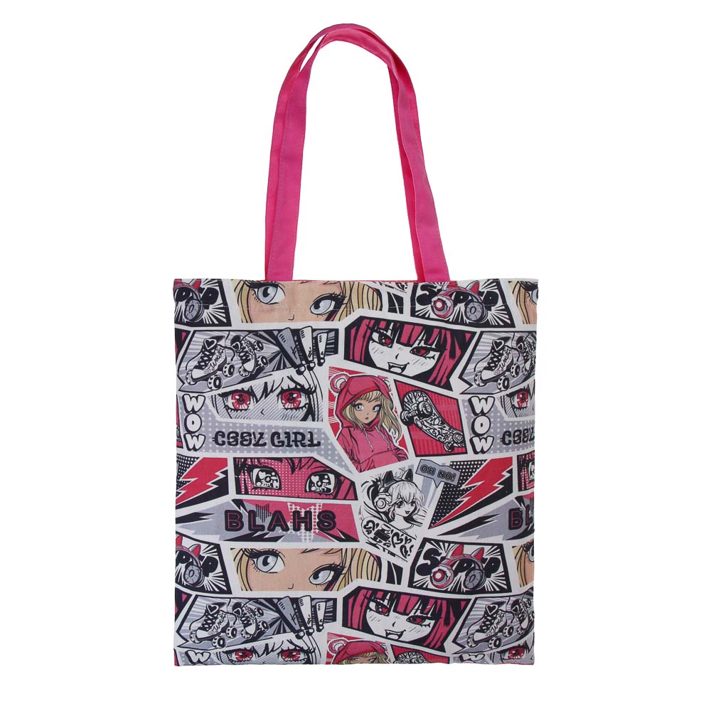 Сумка-шоппер, "Микс коллекций", 38x42см, длина ручек 58 см, внутр. карман, полиэстер, 5 дизайнов, арт.№ 524-283