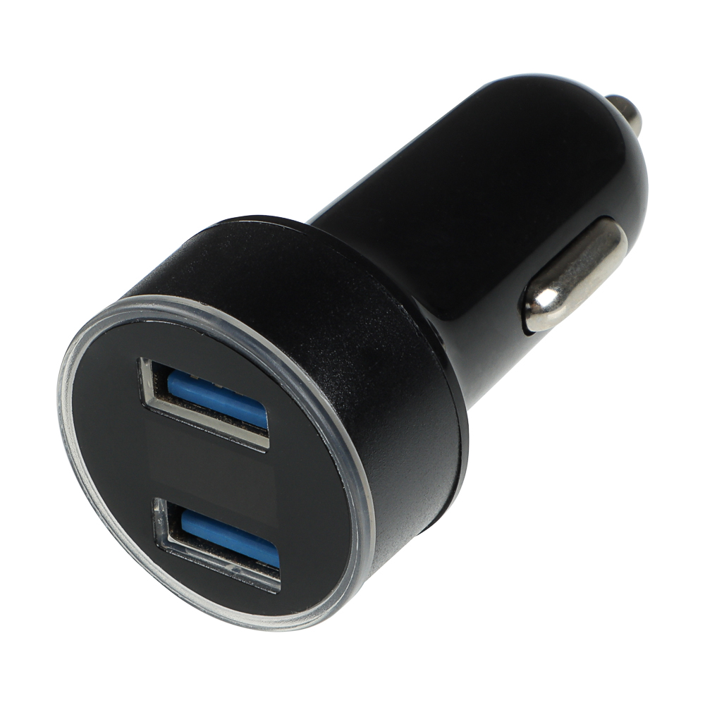 ЕРМАК Зарядное устройство в авто с дисплеем, 2xUSB, 3.1А, 12/24В, пластик, арт.№ 738-024