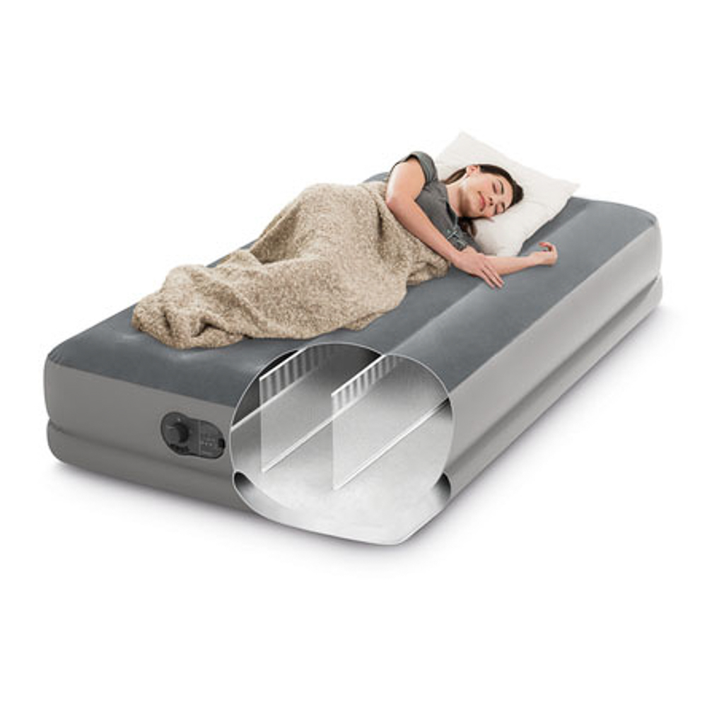 INTEX Кровать надувная TWIN DURA-BEAM PRESTIGE с USB насосом, 99x191x30см, 64112, арт.№ 108-076