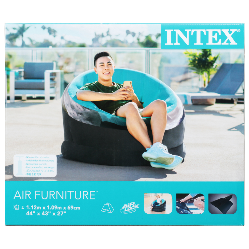 INTEX Кресло надувное EMPIRE, 112x109x69см, 3 цвета, 68582NP, арт.№ 044-011