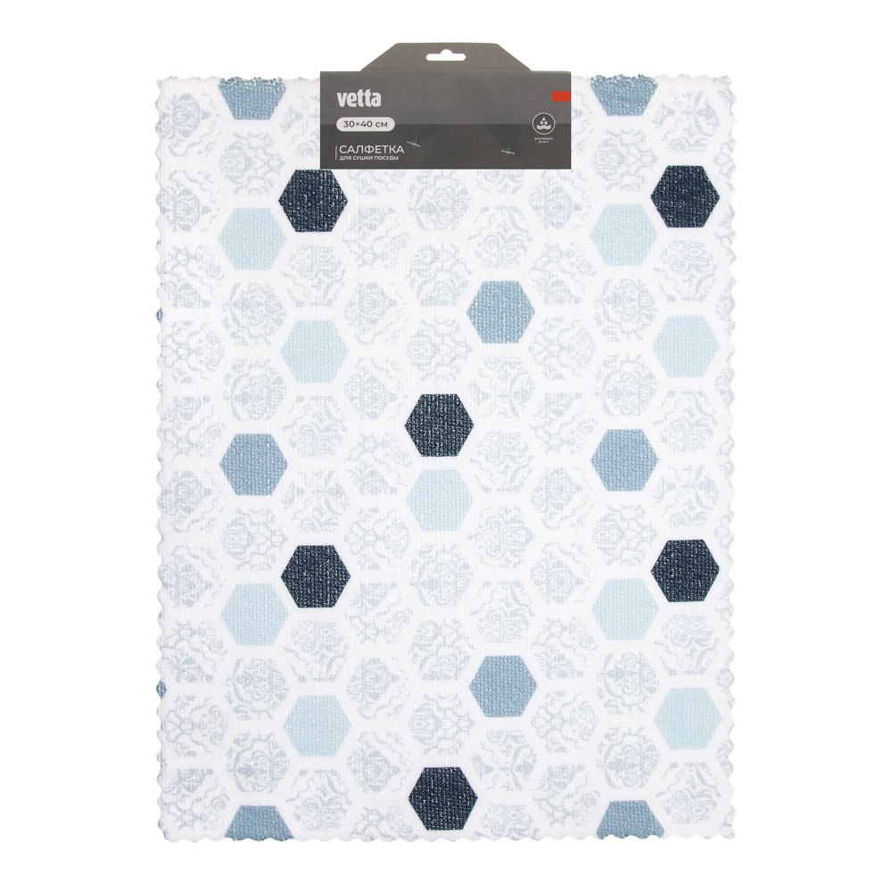 Салфетка для сушки посуды тм VETTA, 30x40см, микрофибра, 260г/кв.м., арт.№ 485-148