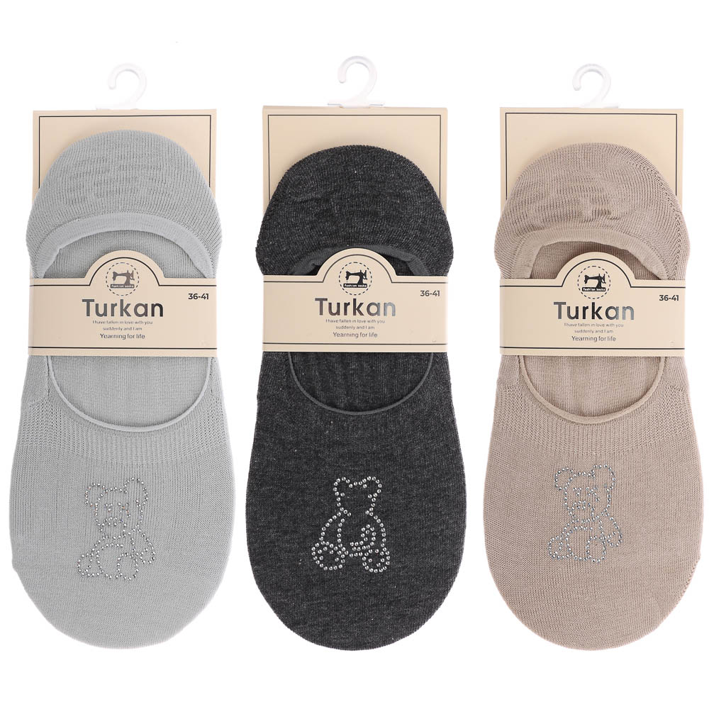 Носки-подследники с рисунком, тм Turkan, р. 36-41, 90%хлопок, 8% п/а, 2%лайкра,цвета в ас-те, РС7611, арт.№ 019-559
