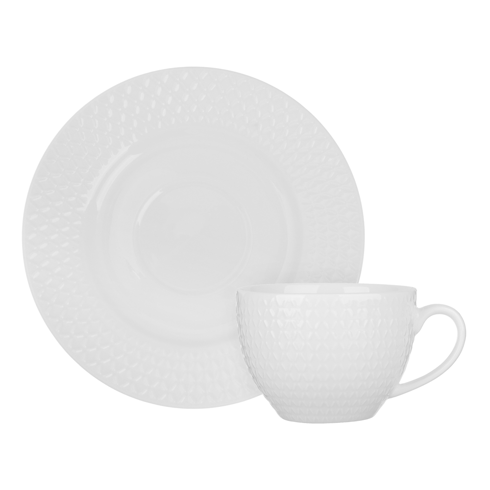 Набор чайный 4 пр., 260мл, MILLIMI, ромб белый, фарфор, арт.№ 802-558