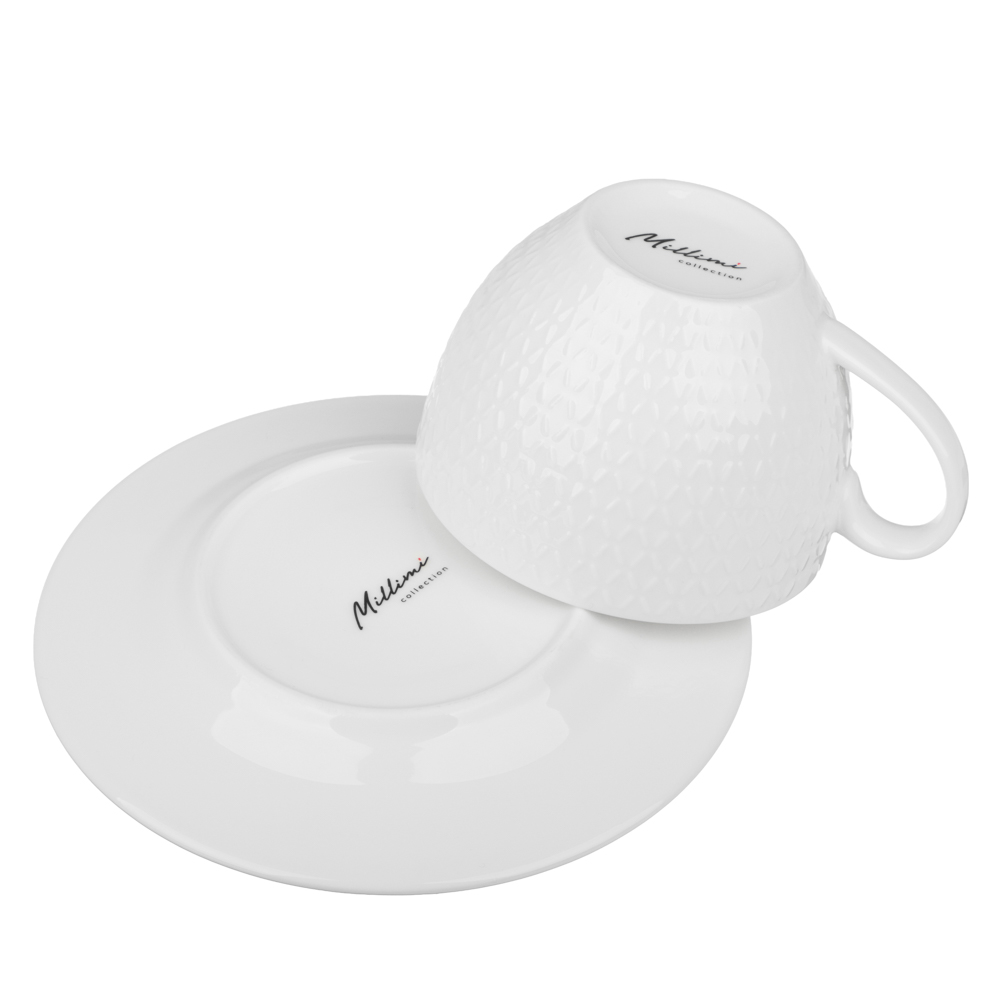 Набор чайный 4 пр., 260мл, MILLIMI, ромб белый, фарфор, арт.№ 802-558