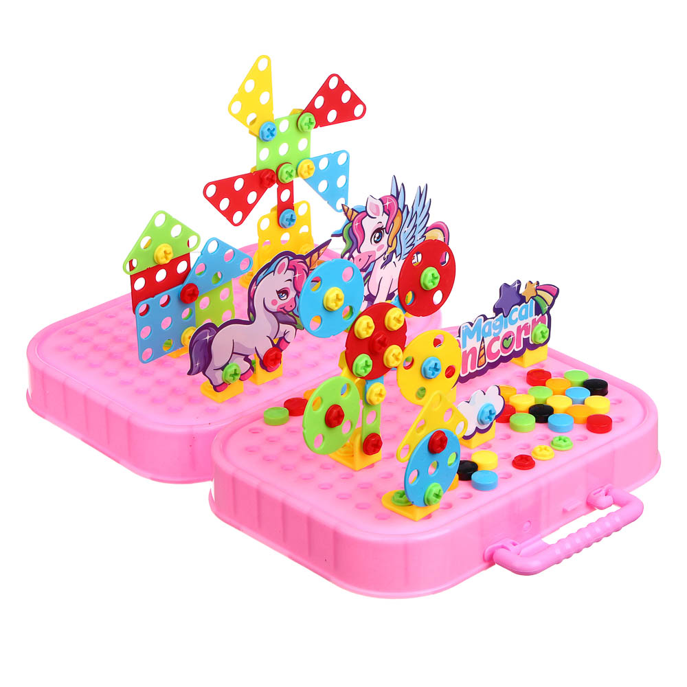 ИГРОЛЕНД Конструктор с шуруповёртом в чемоданчике "Шурупики", РР, ABS, 24,5х7,5х18,5см, 2 дизайна, арт.№ 859-100