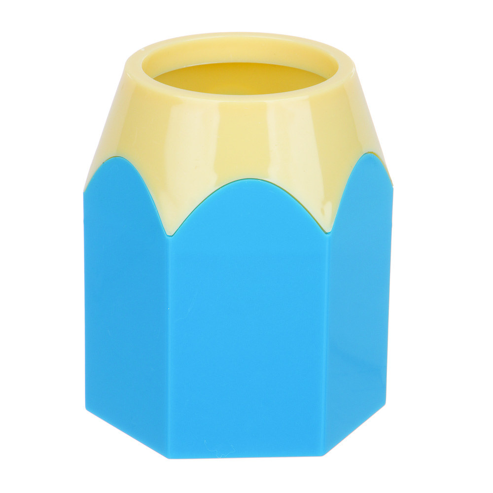 Подставка-стакан для канцелярских принадлежностей, в форме карандаша, пластик, 10х7,5см, 4 цвета, арт.№ 234-060