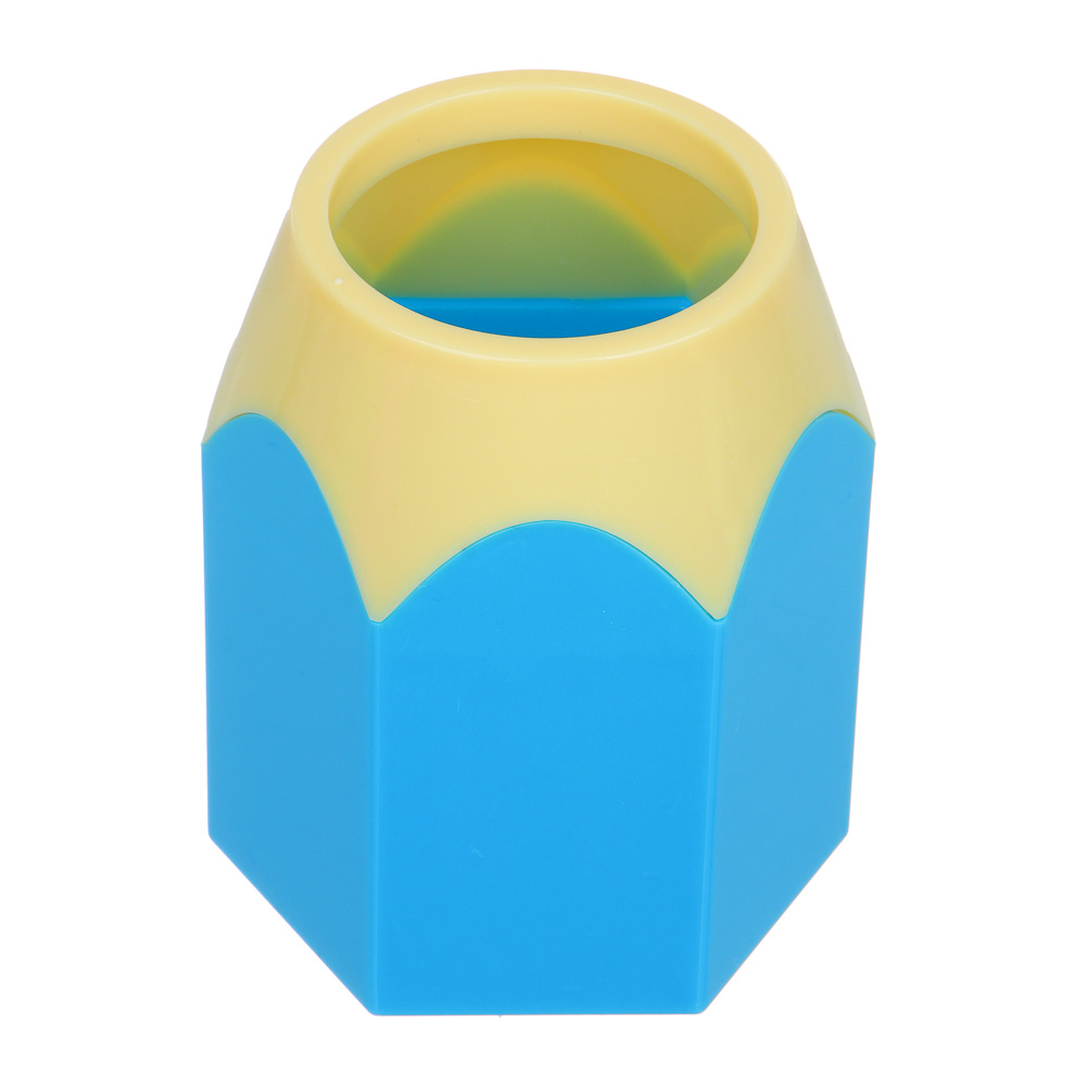 Подставка-стакан для канцелярских принадлежностей, в форме карандаша, пластик, 10х7,5см, 4 цвета, арт.№ 234-060