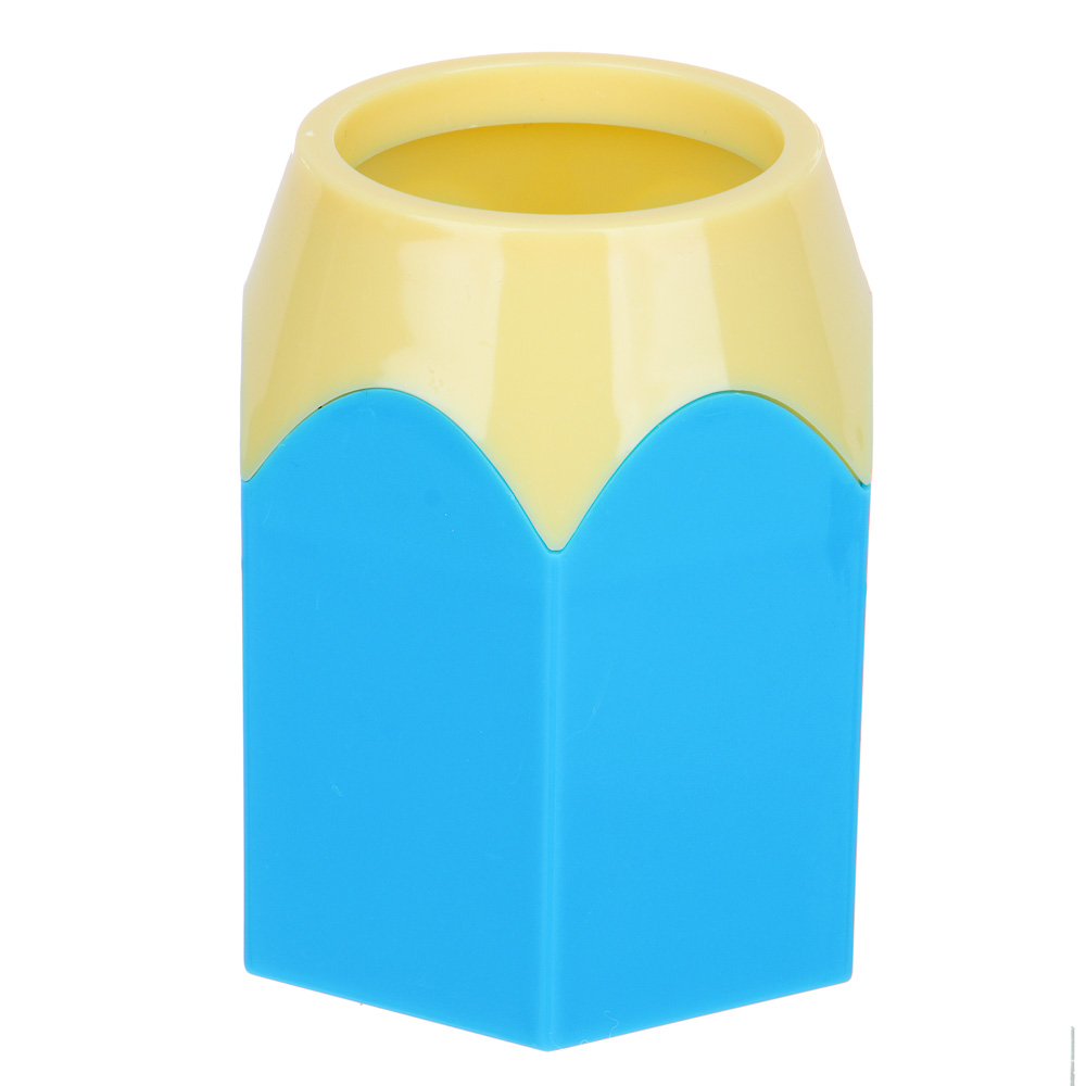 Подставка-стакан для канцелярских принадлежностей, в форме карандаша, пластик, 10х7,5см, 4 цвета, арт.№ 234-060