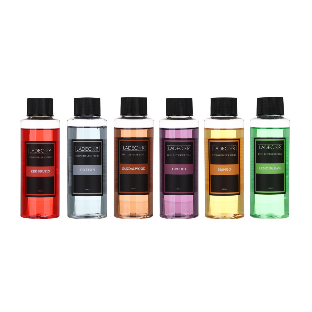 LADECOR Рефил для аром. диффузора, 100 мл(Lemongrasse/Cotton/Orchid/Sandalwood/Red fruits/Mango), арт.№ 412-197