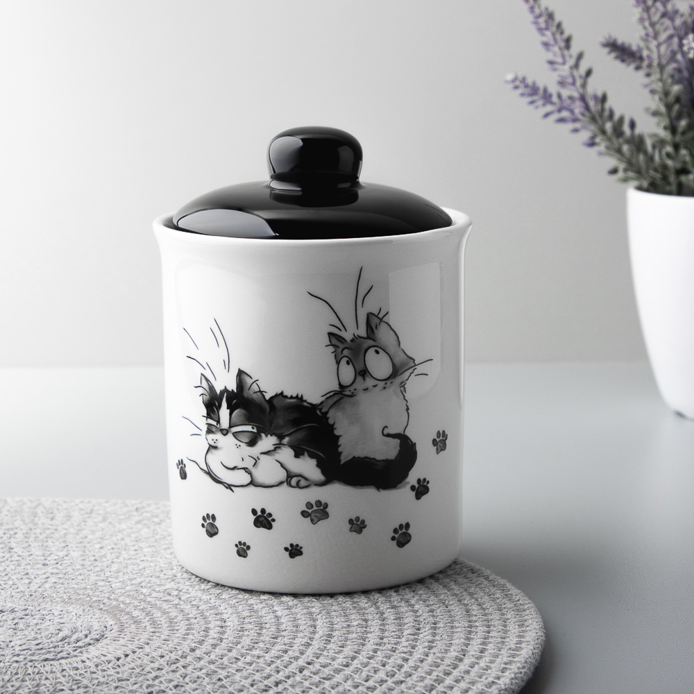 MILLIMI Озорные коты Банка для хранения, 550мл, 10х13см, керамика, арт.№ 824-498