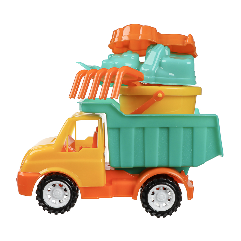 Набор для игр в песке "Машинка-грузовик", ИГРОЛЕНД, 7 предметов, пластик, для детей 3+, арт.№ 430-135