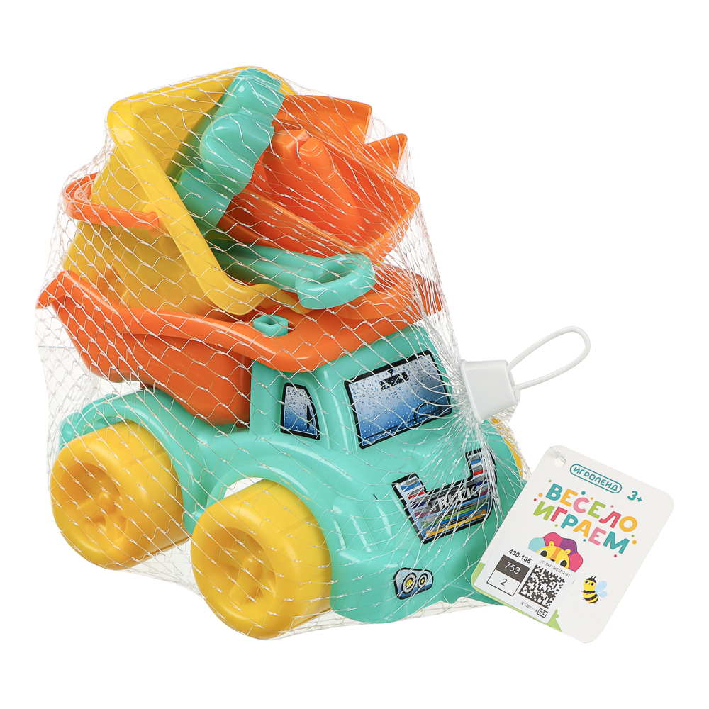 Набор для игр в песке "Машинка-грузовик", ИГРОЛЕНД, 7 предметов, пластик, для детей 3+, арт.№ 430-135