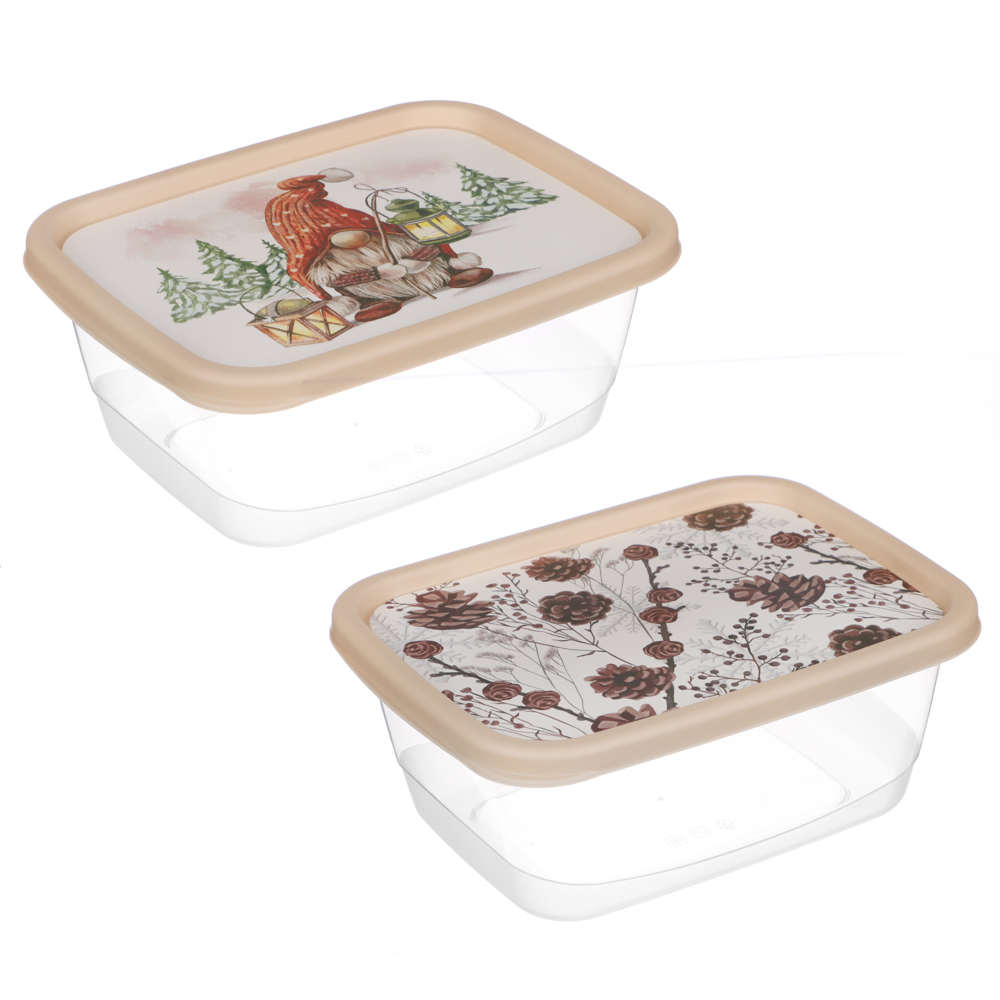 Шишки, Гном Контейнер для продуктов прямоугольный 0,85л, пластик, 2 дизайна, арт.№ 861-467