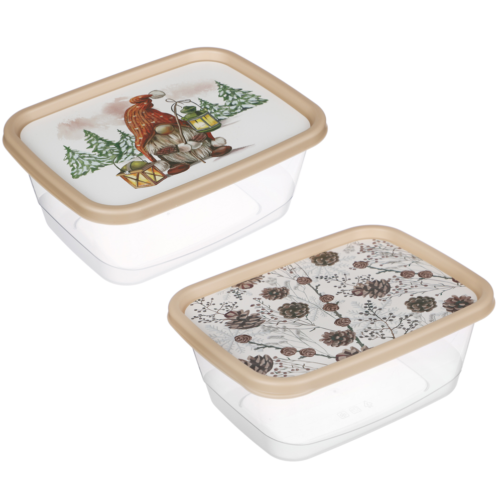 Шишки, Гном Контейнер для продуктов прямоугольный 1,5л, пластик, 2 дизайна, арт.№ 861-468