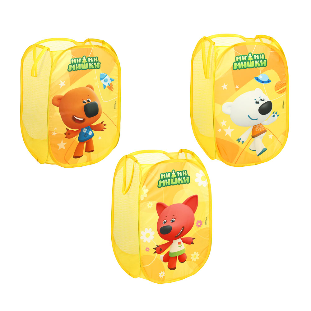 ИГРОЛЕНД Корзина для игрушек раскладная с ручками "Ми-ми-мишки", полиэстер, 36х55х35см, 3 дизайна, арт.№ 490-089