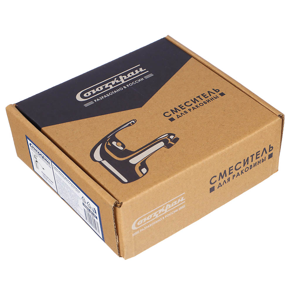 СоюзКран Смеситель для раковины, керам. картридж 35мм, хром, цинк, SК02-M137, арт.№ 567-103