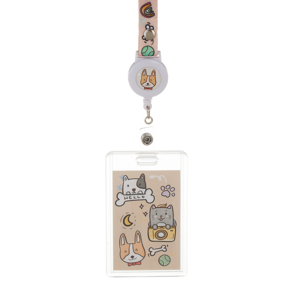 Чехол для карты, бейджа "Минисо Стайл" 6,5х10,5см, вкладыш с наклейками, шнурок с караб., ПС, арт.№ 524-330