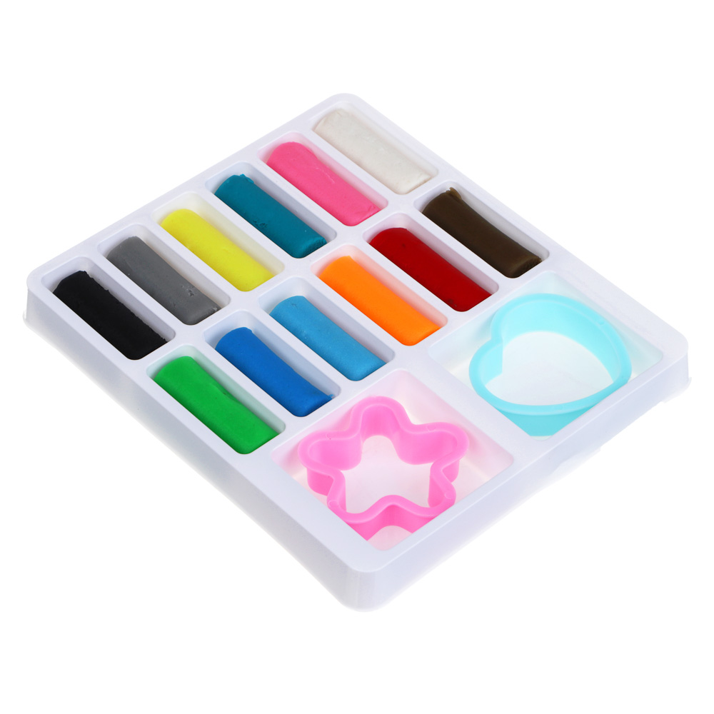 ХОББИХИТ Набор для лепки, 2 формочки, 12 цветов теста, PP, полимер, 13,5х12см, микс, арт.№ 289-186