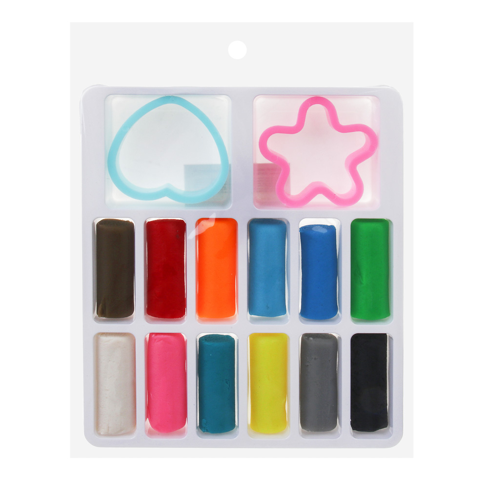 ХОББИХИТ Набор для лепки, 2 формочки, 12 цветов теста, PP, полимер, 13,5х12см, микс, арт.№ 289-186