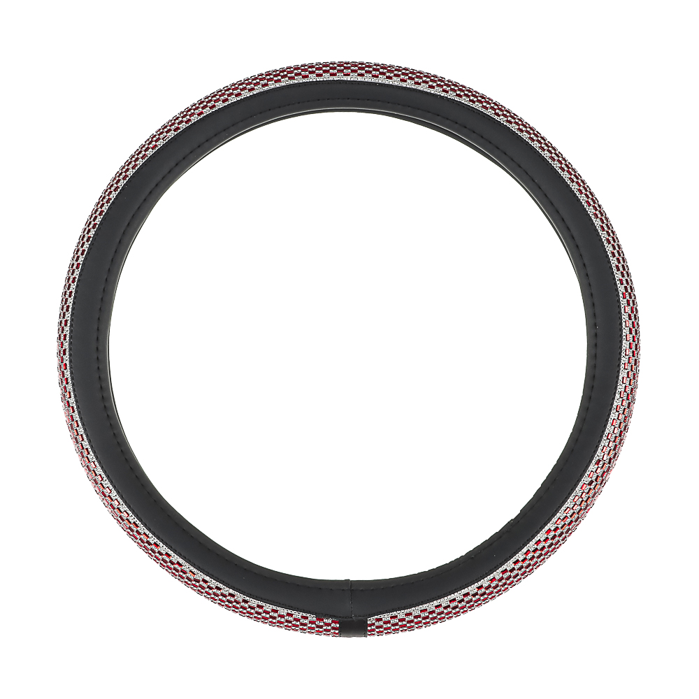 Ермак Оплетка руля, кристаллы, красный, размер M, искусственная кожа, арт.№ 708-135