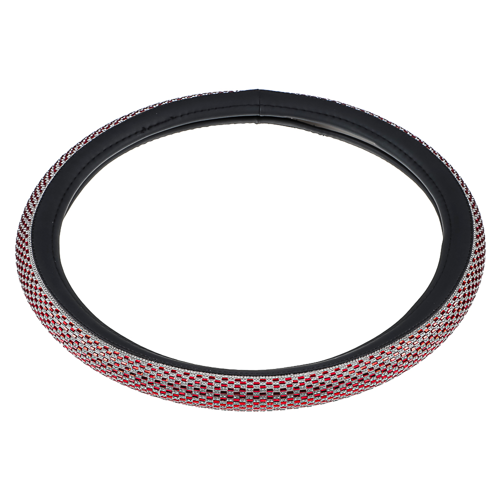 Ермак Оплетка руля, кристаллы, красный, размер M, искусственная кожа, арт.№ 708-135