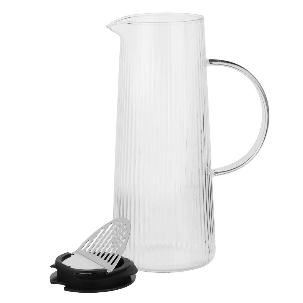 Кувшин с крышкой тм MILLIMI Симпл, 1500мл, стекло, рифленый, инд. упак, арт.№ 878-692