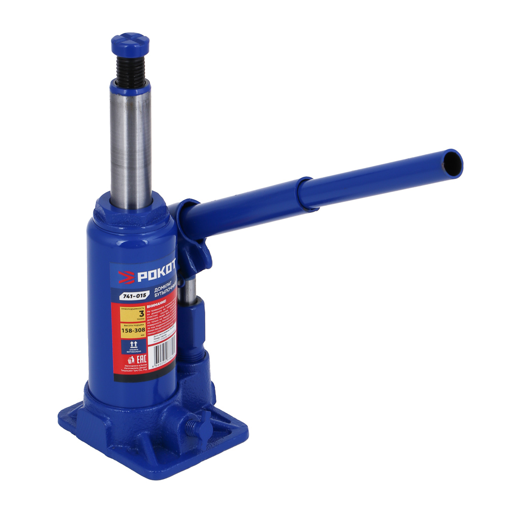 РОКОТ Домкрат бутылочный 3т, 158-308 мм, арт.№ 741-015