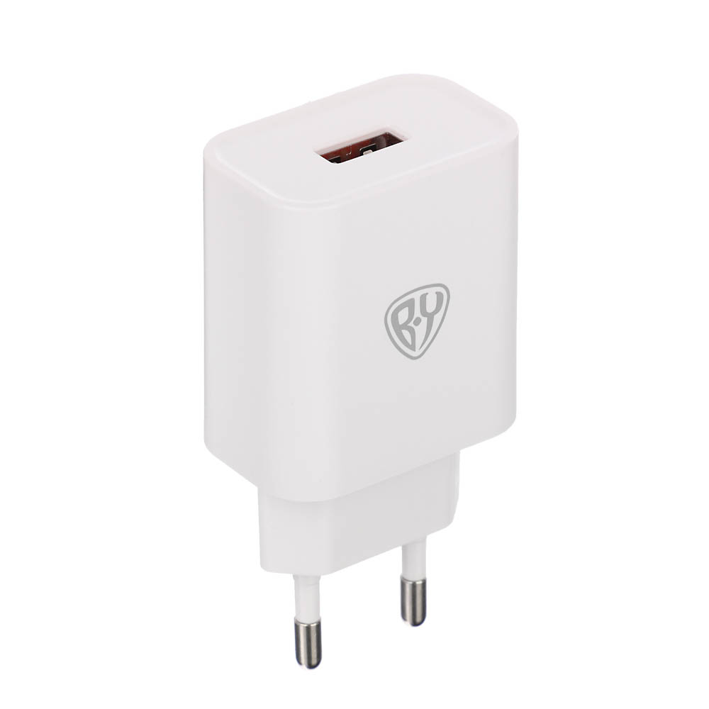 Сетевое зарядное устройство BY Jupiter 18Вт, USB-A, QC, 110-220В, 50/60 Гц, пластик, белый, арт.№ 916-263