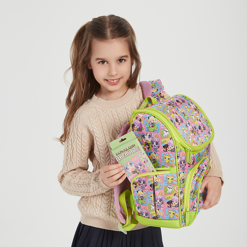 Кавай Ранец шк.жесткий 35х27х18см, 1отд., 3карм., эргон.спинка, рег.нагруд.стяжка, вес около 800г, арт.№ 254-006