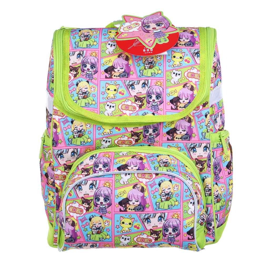 Кавай Ранец шк.жесткий 35х27х18см, 1отд., 3карм., эргон.спинка, рег.нагруд.стяжка, вес около 800г, арт.№ 254-006