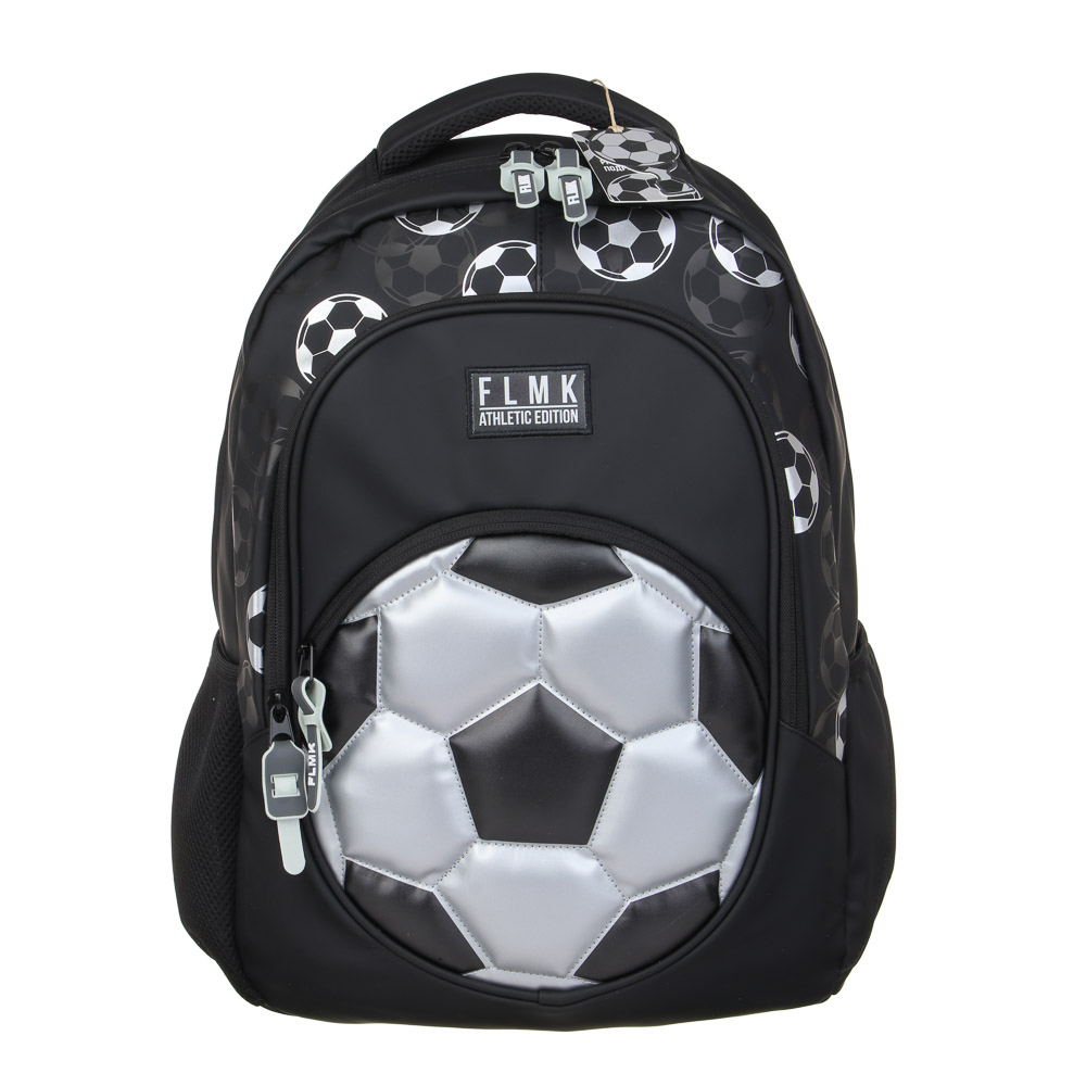 Серебряный Мяч Рюкзак подростковый 41х31х13см, 2 отд., 3 карм, ручка, прорезин.нейлон, отд.иск.кожей, арт.№ 577-004