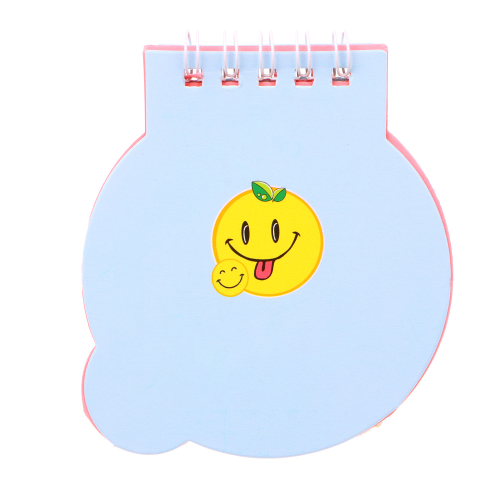 Записная книжка фигурная 9,5х8,5см, 40 листов, в форме смайлика, спираль, 4 дизайна, арт.№ 557-062