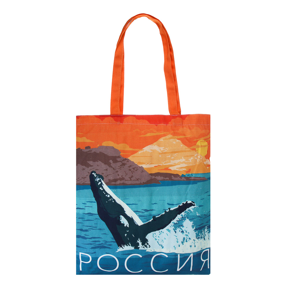 Сумка-шоппер, "Россия", 38x42см, длина ручек 58 см, внутр. карман, полиэстер, 4 дизайна, арт.№ 524-288