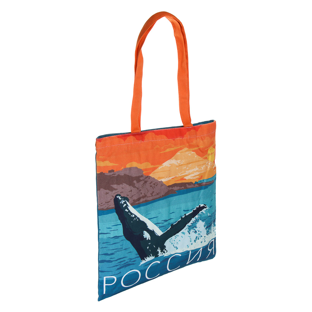 Сумка-шоппер, "Россия", 38x42см, длина ручек 58 см, внутр. карман, полиэстер, 4 дизайна, арт.№ 524-288