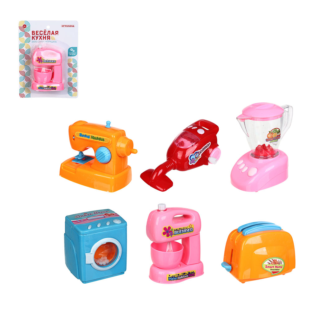 ИГРОЛЕНД Игрушка в виде бытов. техники "Любимая кухня" завод. механ, ABS, 12,6x16,6x4 см, 6 дизайнов, арт.№ 294-144
