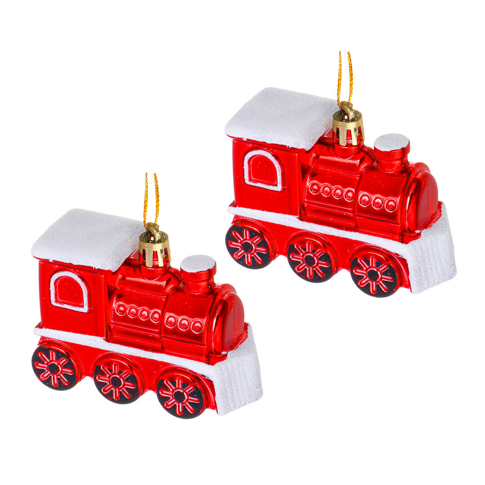 СНОУ БУМ Набор декоративных украшений "Паровоз" 2шт, 8,2x3,3x6,5см, пластик, арт.3, арт.№ 374-578
