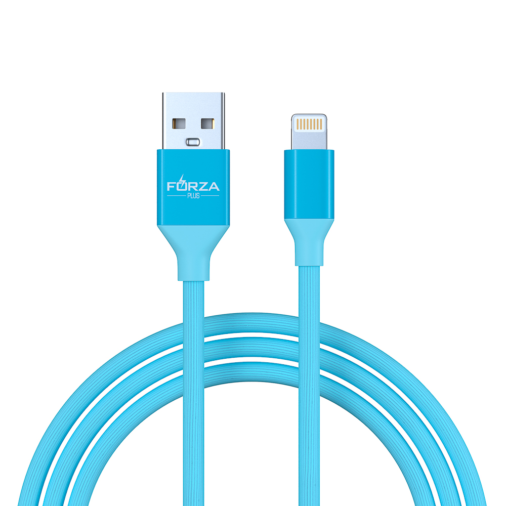 Кабель для зарядки USB(A)-iP FORZA Лето, 1м, 2А, прорезиненный, 4 цвета, пакет, арт.№ 916-064