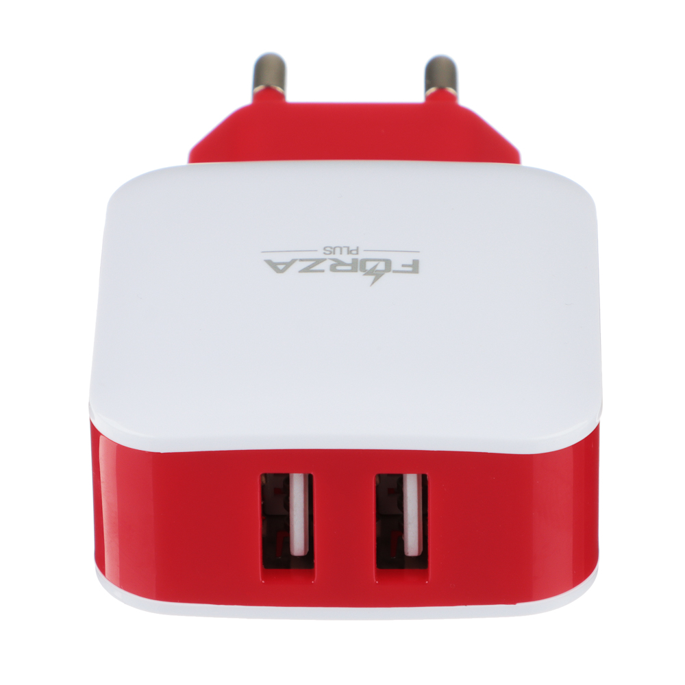 Сетевое зарядное устройство FORZA Акварель, 2xUSB, 2А, 5В, 3 цвета, арт.№ 916-066