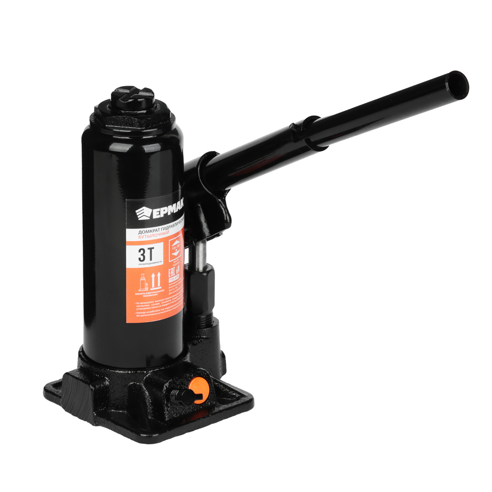 ЕРМАК Домкрат гидравлический бутылочный 3 т, в кейсе, высота подъема 195-380мм, арт.№ 770-078