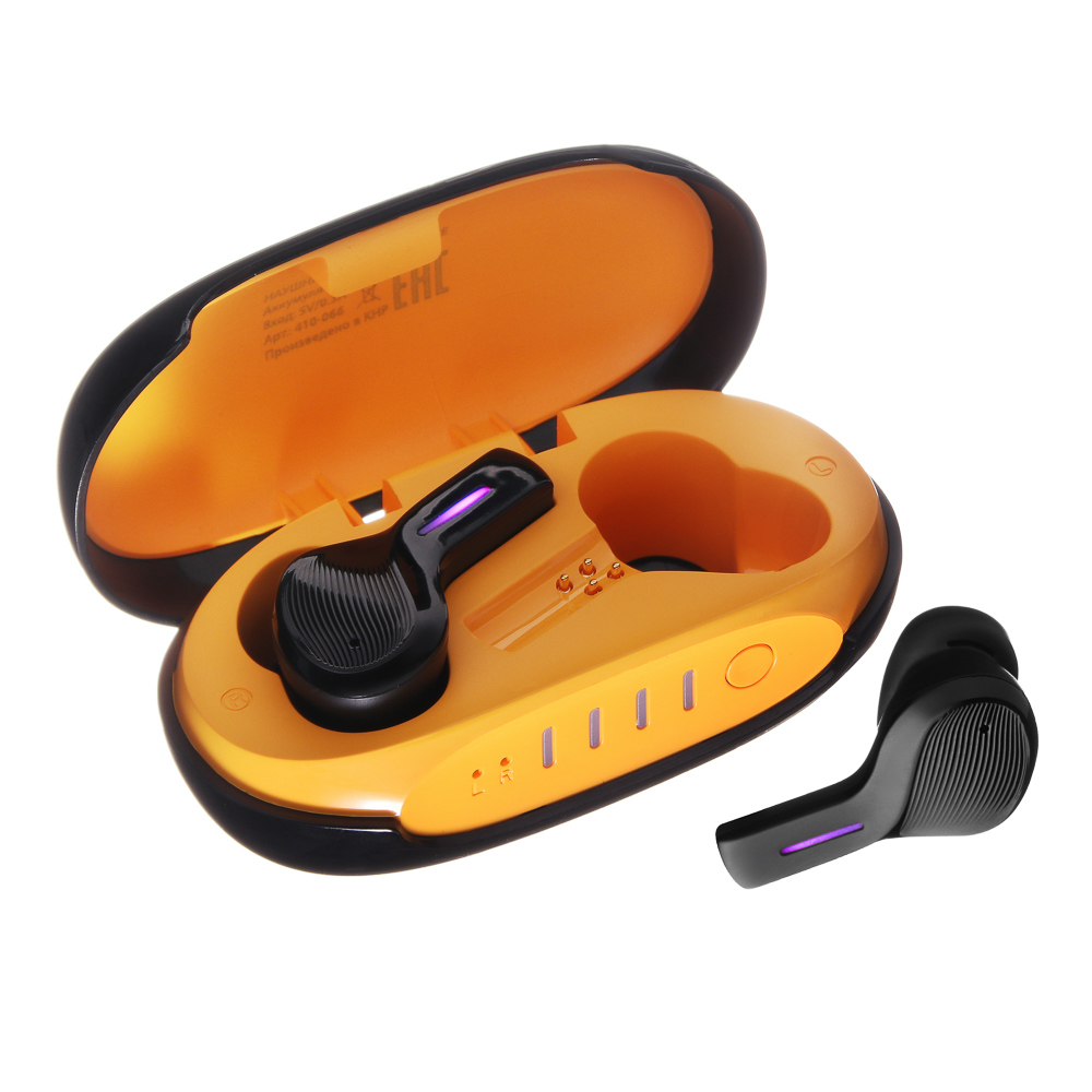 Наушники беспроводные TWS BY Legend, ANC шумоподавление, 37/320мАч, BT: 5.0, черно-оранжевые, арт.№ 410-066