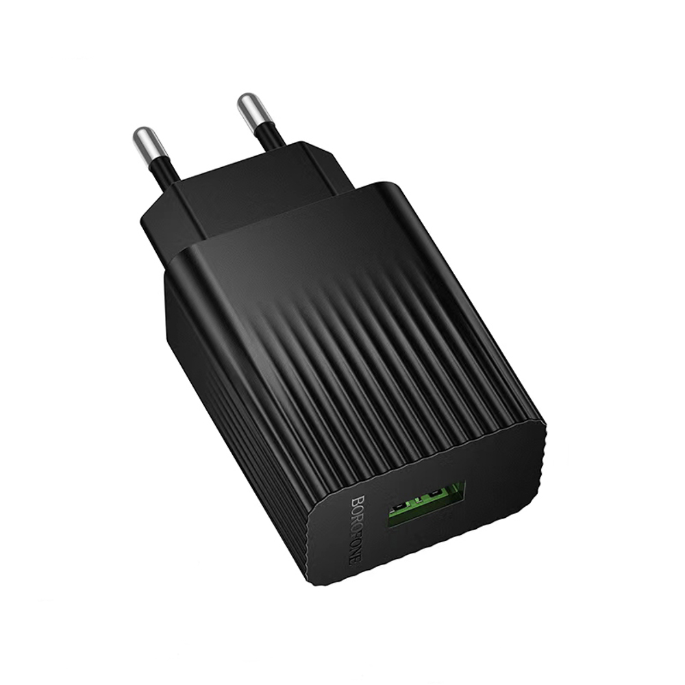 Сетевое зарядное устройство BOROFONE модель BAS72A, USB-A QC 18W, цвет: черный, арт.№ 916-332