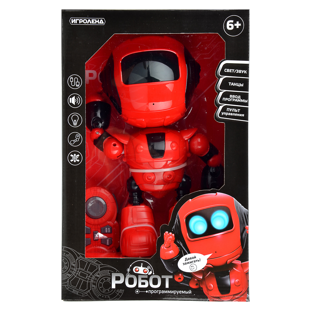 ИГРОЛЕНД Игрушка в виде робота программ. ABS, свет, звук, движ., 2АА, ЗУ/АКБ, 24х15,5х37,5 см, арт.№ 296-069