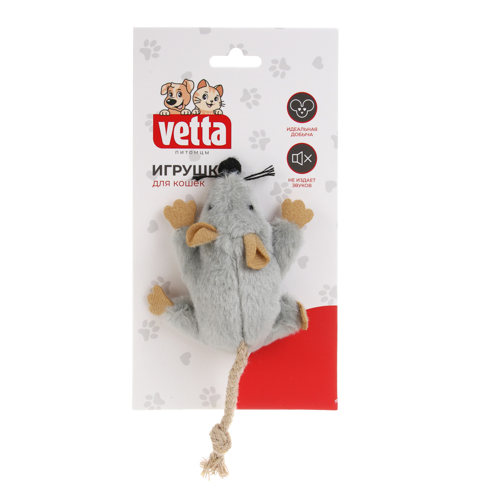 Игрушка для кошек VETTA, усатая мышь, ПЭ, 15 см, арт.№ 273-598