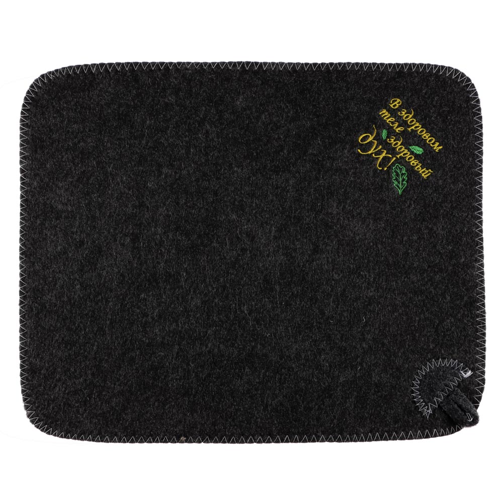 Набор банный 2 пр с вышивкой (коврик, шапка) ЕВРО в упаковке, 30% шерсть, 70% полиэфир, белый/серый, арт.№ 364-240